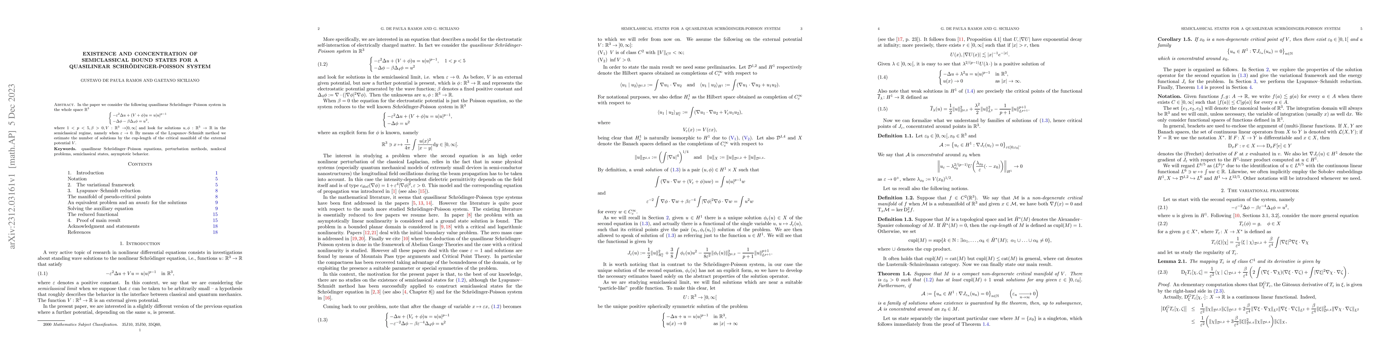 Thumbnail for Existence and concentration of semiclassical bound states for a
  quasilinear Schr\"odinger-Poisson system