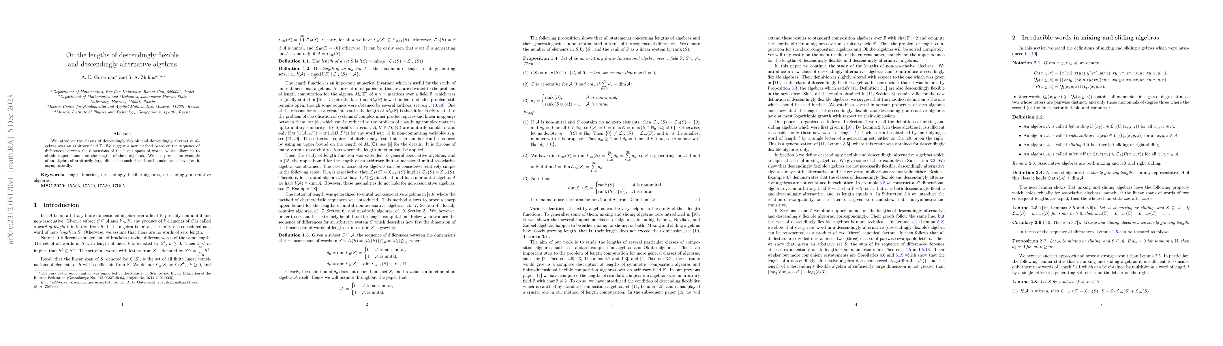 Thumbnail for On the lengths of descendingly flexible and descendingly alternative
  algebras