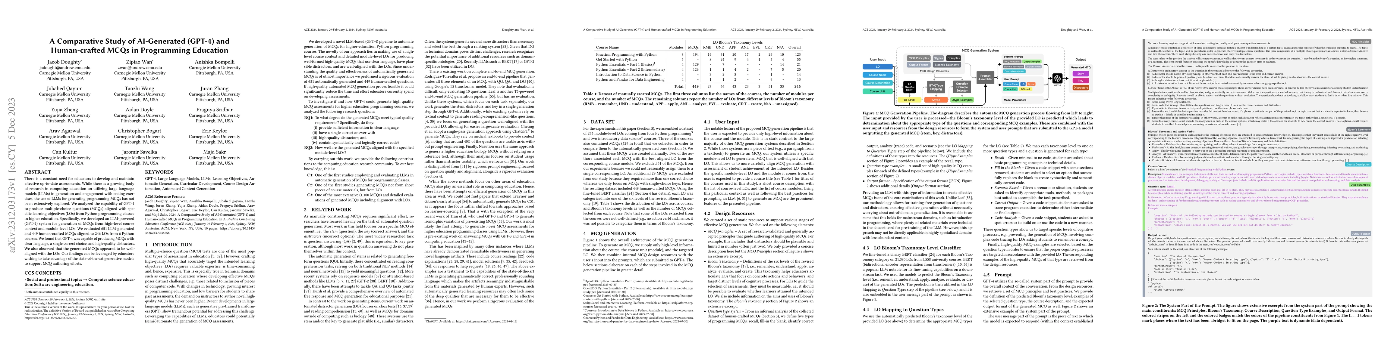 Thumbnail for A Comparative Study of AI-Generated (GPT-4) and Human-crafted MCQs in
  Programming Education