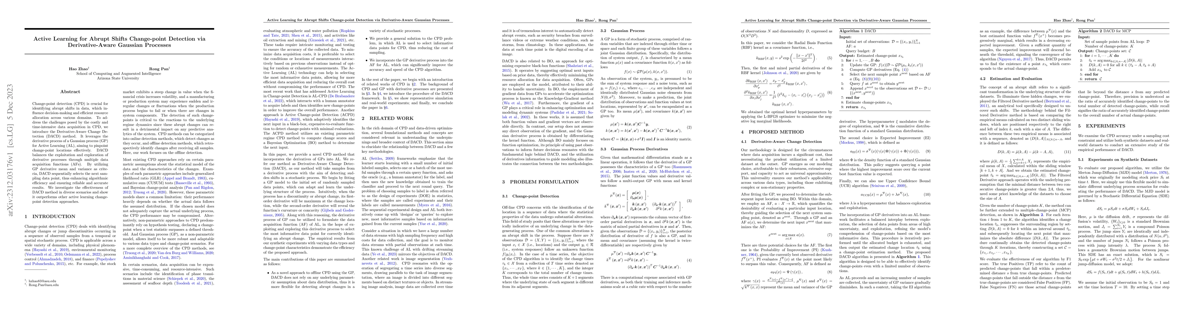 Thumbnail for Active Learning for Abrupt Shifts Change-point Detection via
  Derivative-Aware Gaussian Processes
