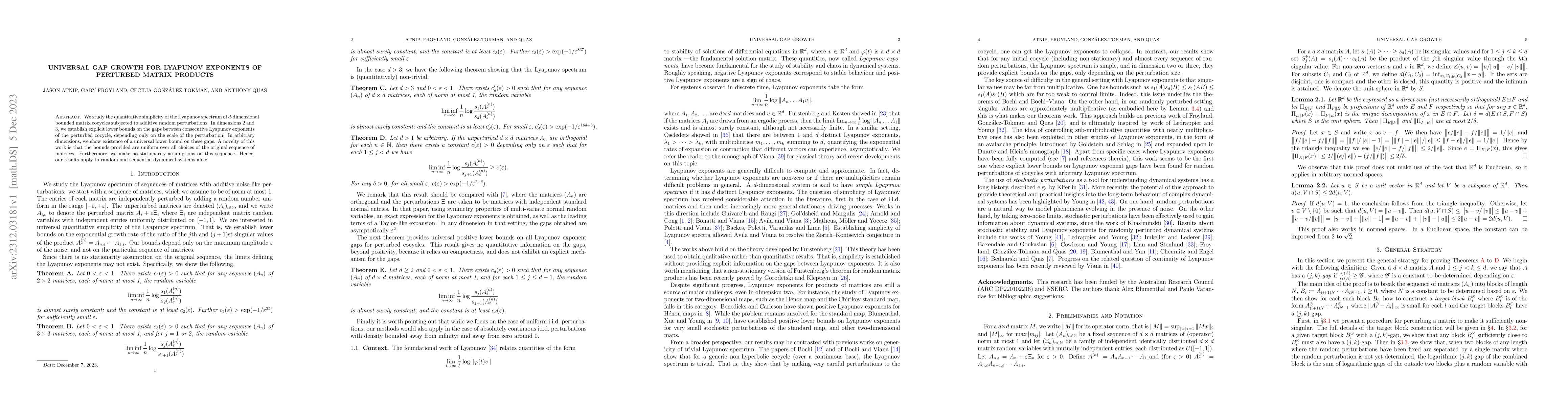 Thumbnail for Universal Gap Growth for Lyapunov Exponents of Perturbed Matrix Products