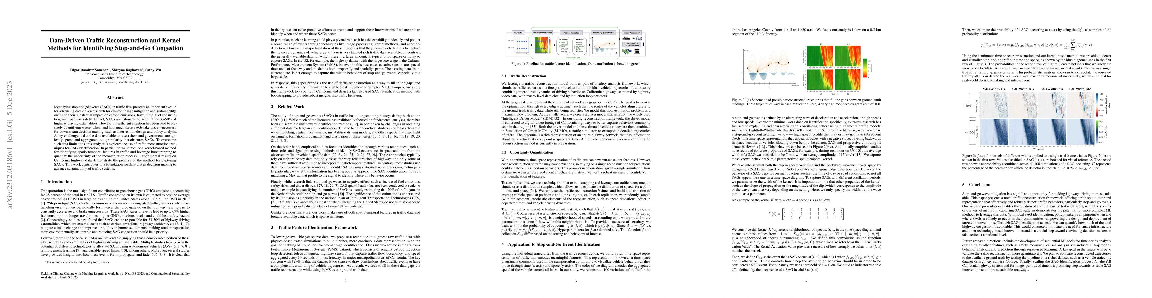 Thumbnail for Data-Driven Traffic Reconstruction and Kernel Methods for Identifying
  Stop-and-Go Congestion