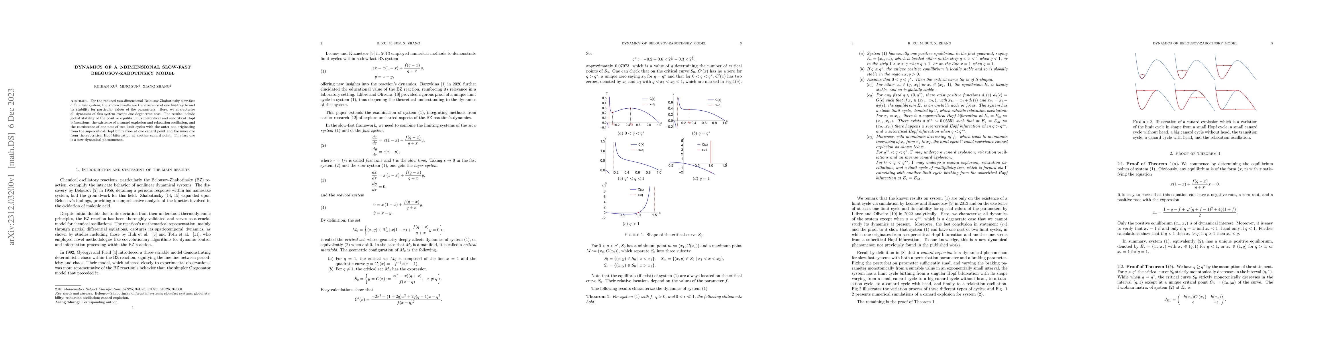 Thumbnail for Dynamics of a $2$-dimensional slow-fast Belousov-Zabotinsky model