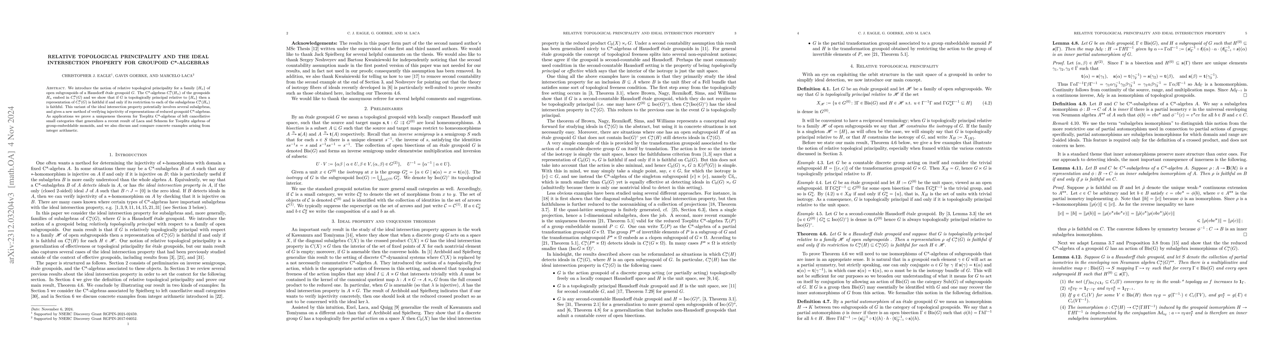 Thumbnail for Relative topological principality and the ideal intersection property
  for groupoid C*-algebras