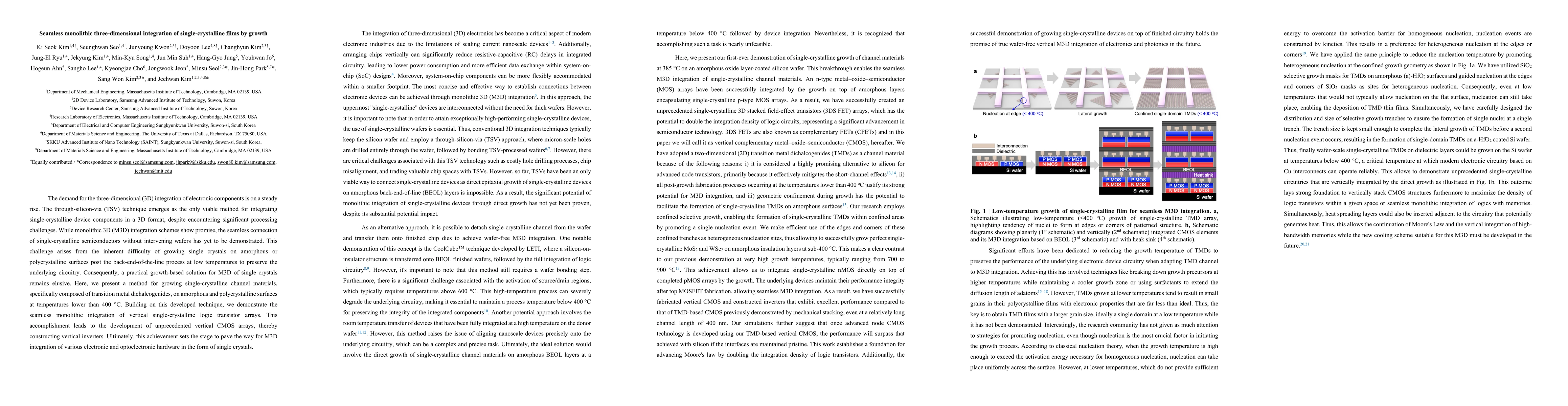Thumbnail for Seamless monolithic three-dimensional integration of single-crystalline
  films by growth