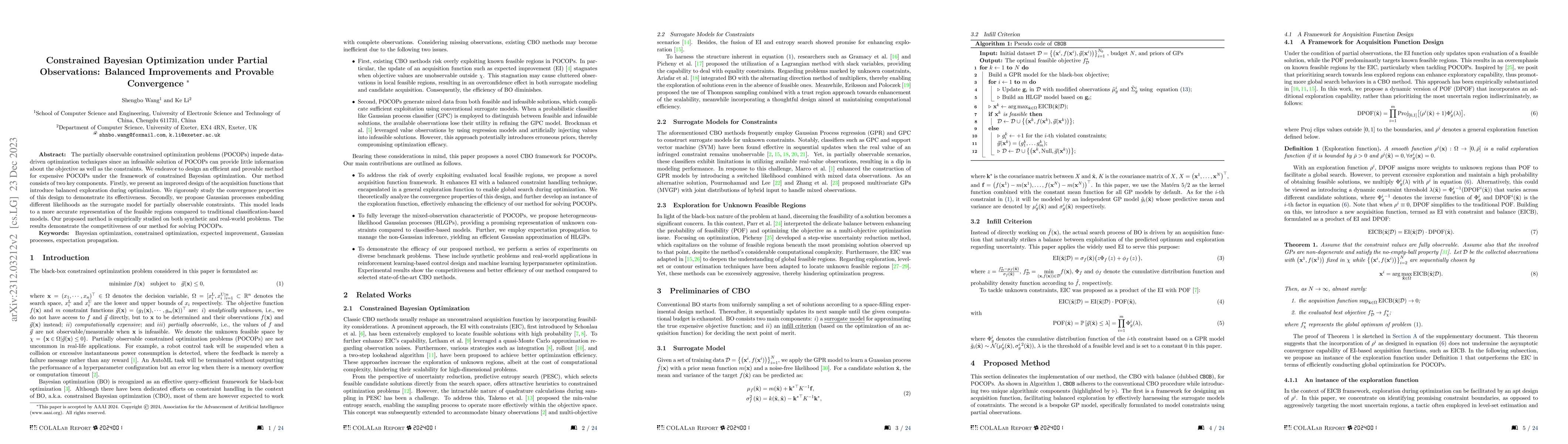 Thumbnail for Constrained Bayesian Optimization Under Partial Observations: Balanced
  Improvements and Provable Convergence