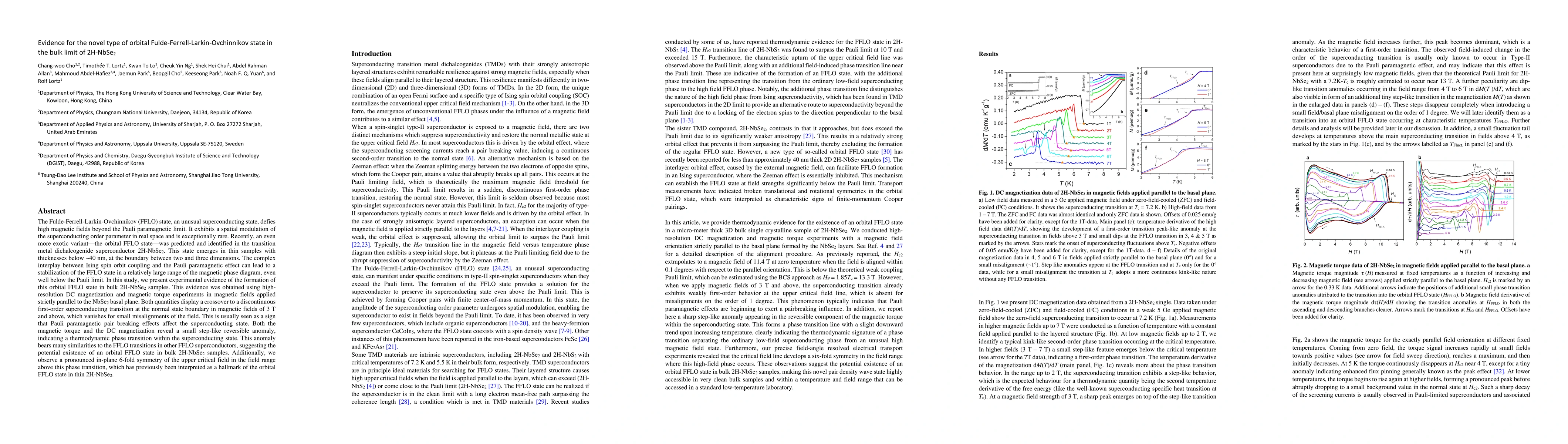Thumbnail for Evidence for the novel type of orbital Fulde-Ferrell-Larkin-Ovchinnikov
  state in the bulk limit of 2H-NbSe2