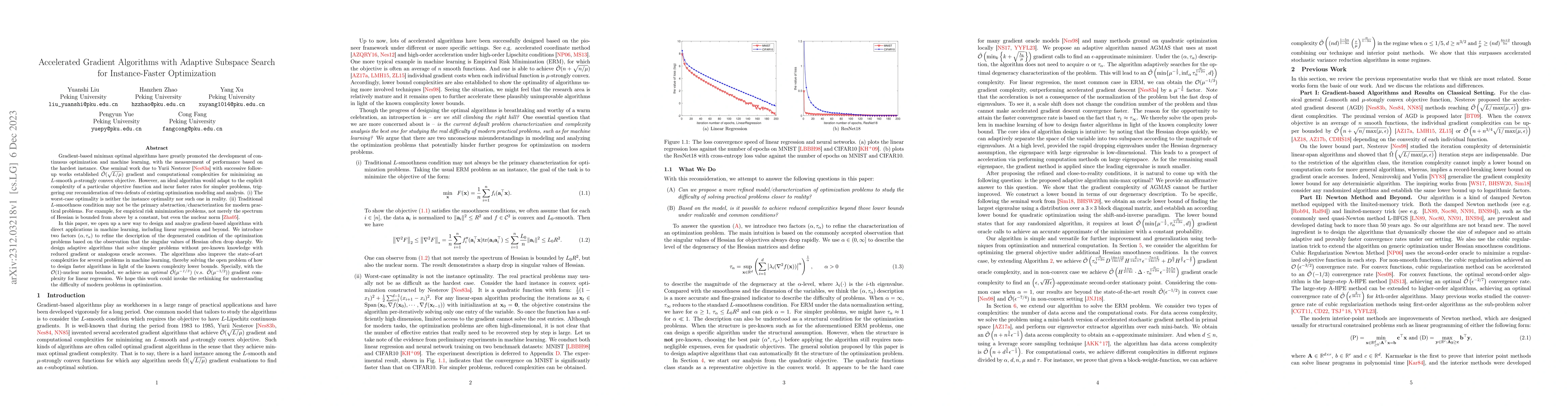 Thumbnail for Accelerated Gradient Algorithms with Adaptive Subspace Search for
  Instance-Faster Optimization
