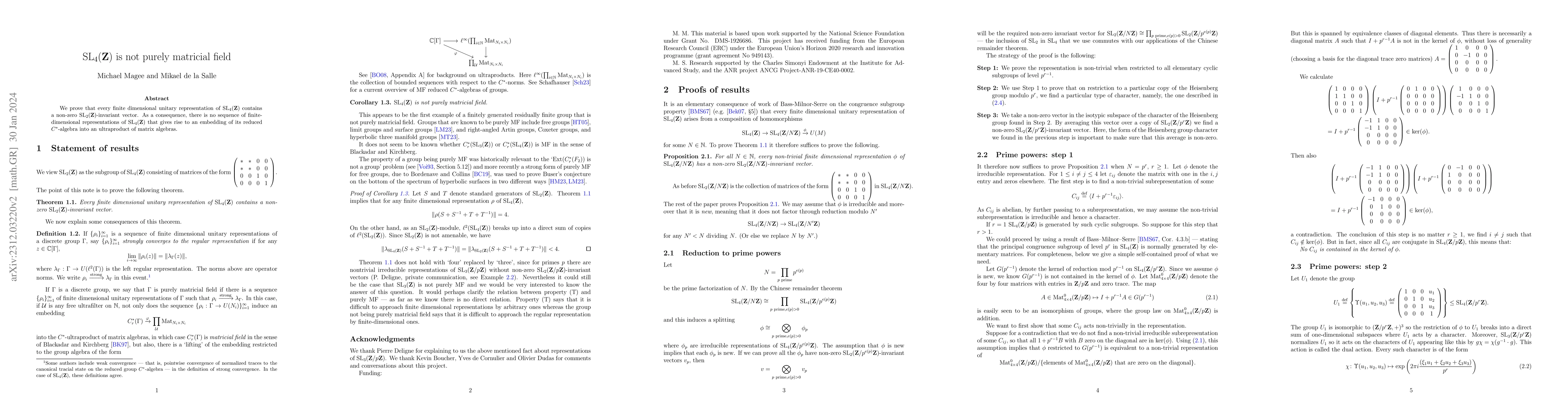 Thumbnail for $\mathrm{SL}_{4}(\mathbf{Z})$ is not purely matricial field