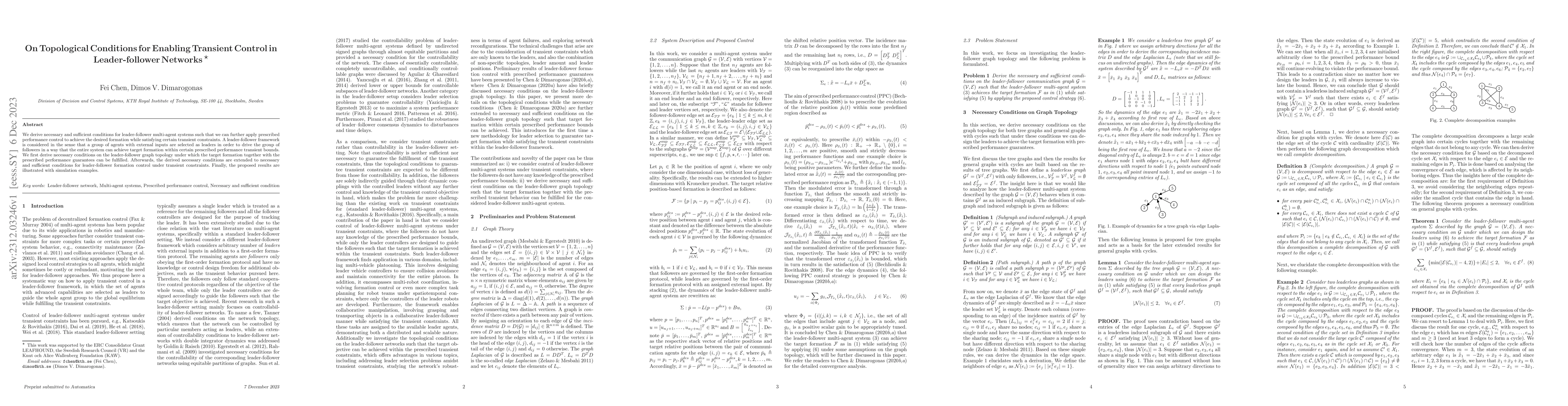 Thumbnail for On Topological Conditions for Enabling Transient Control in
  Leader-follower Networks