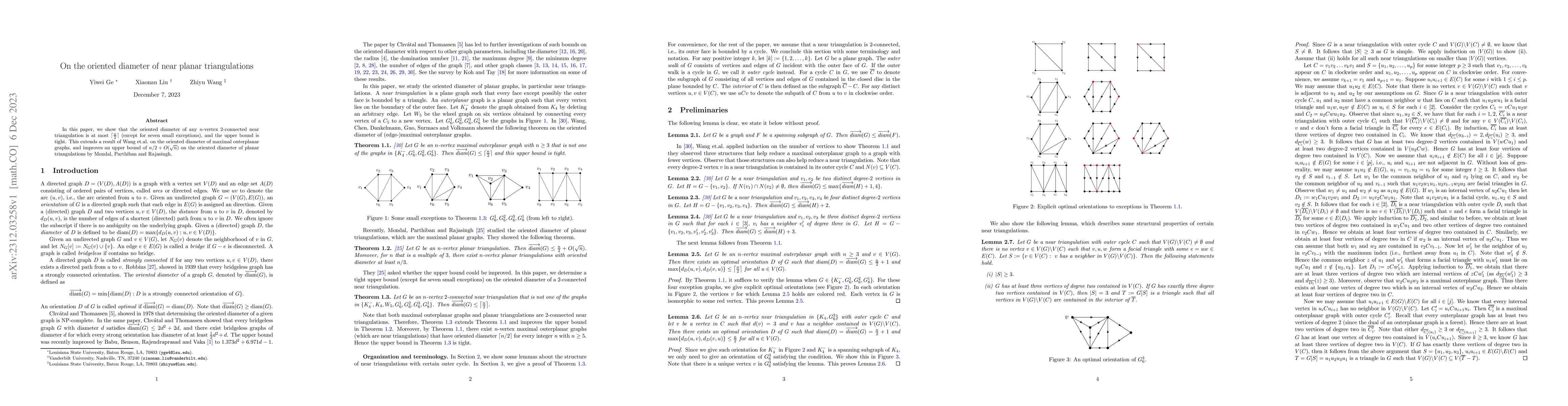 Thumbnail for On the oriented diameter of near planar triangulations
