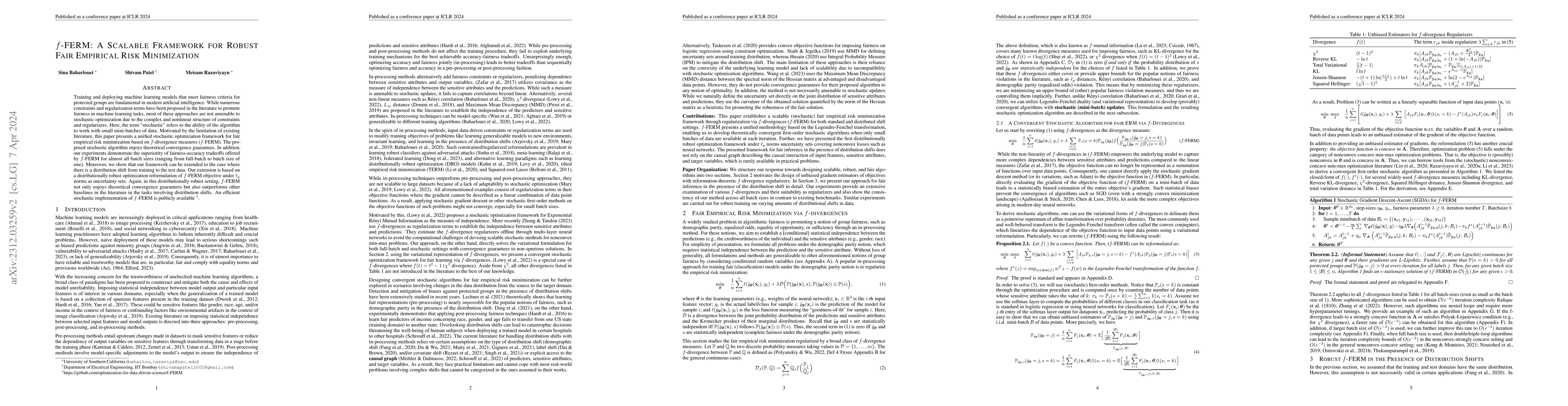 Thumbnail for f-FERM: A Scalable Framework for Robust Fair Empirical Risk Minimization