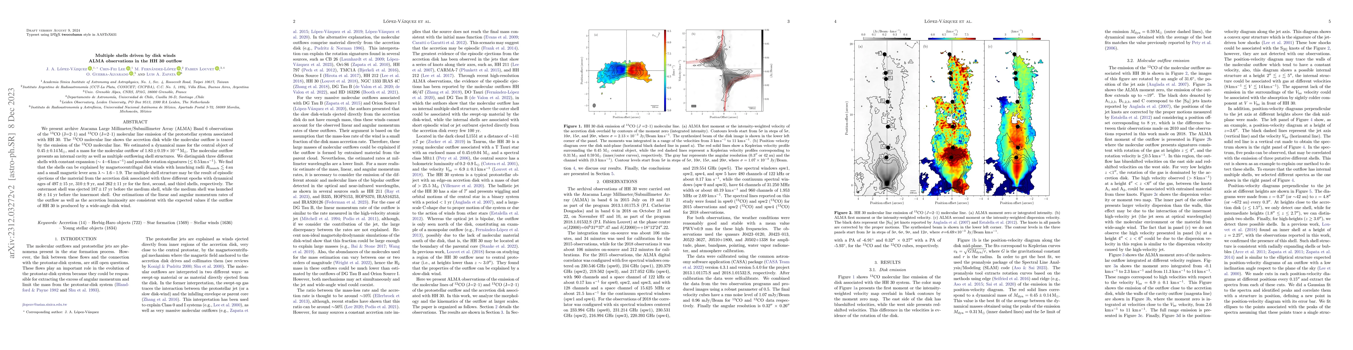 Thumbnail for Multiple shells driven by disk winds: ALMA observations in the HH 30
  outflow