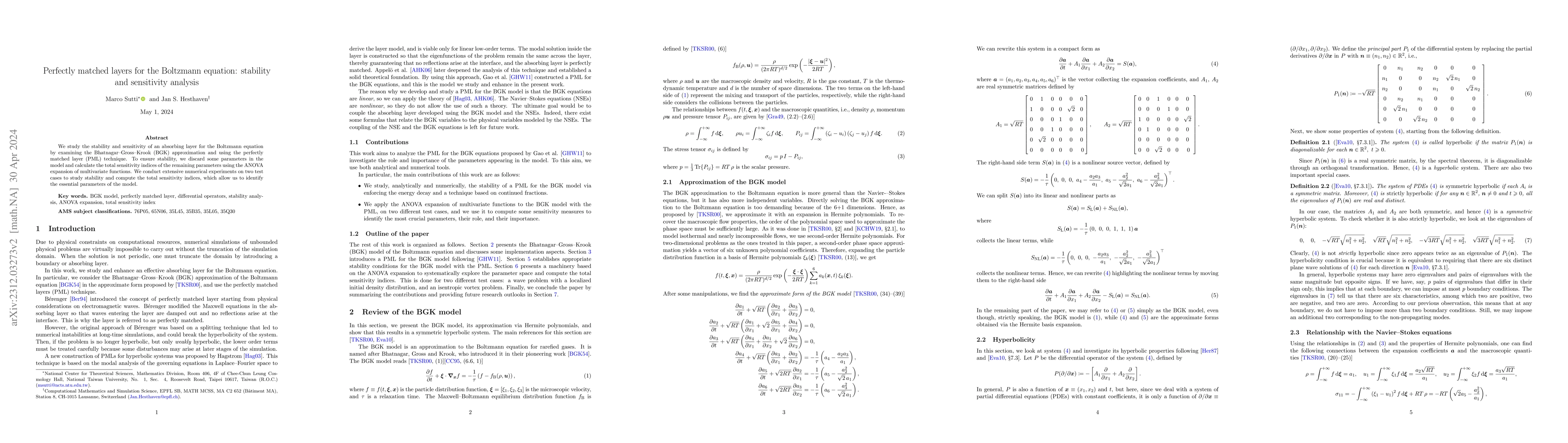 Thumbnail for Perfectly matched layers for the Boltzmann equation: stability and
  sensitivity analysis
