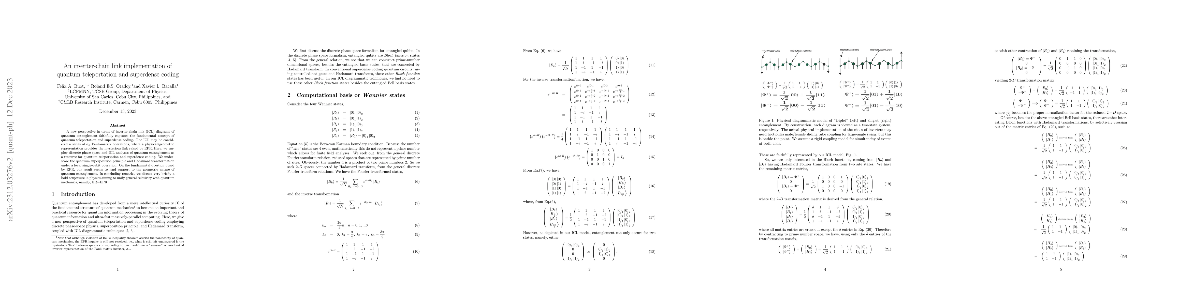 Thumbnail for An inverter-chain link implementation of quantum teleportation and
  superdense coding