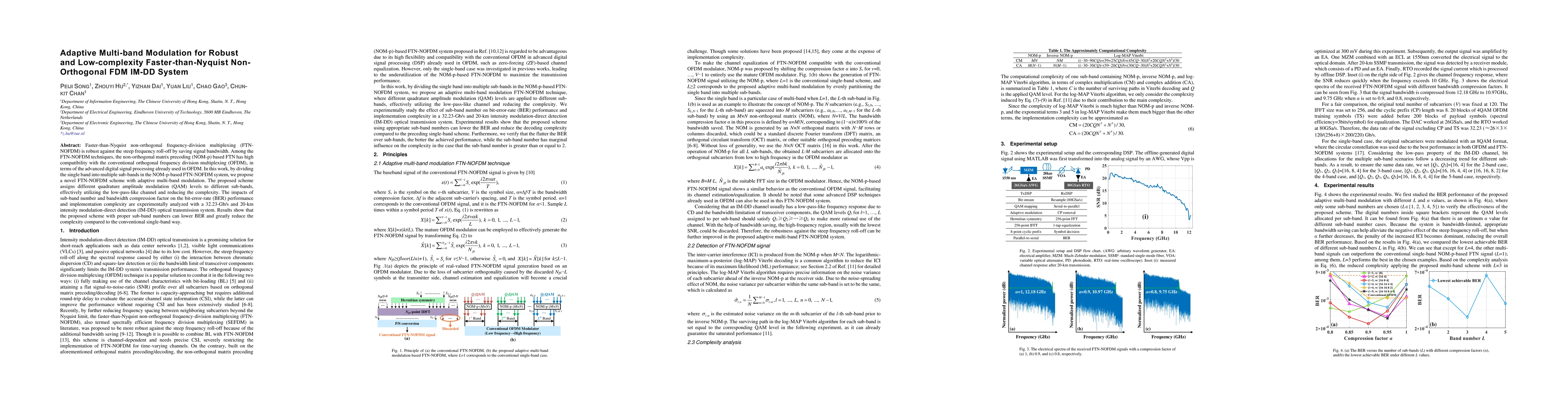 Thumbnail for Adaptive Multi-band Modulation for Robust and Low-complexity
  Faster-than-Nyquist Non-Orthogonal FDM IM-DD System
