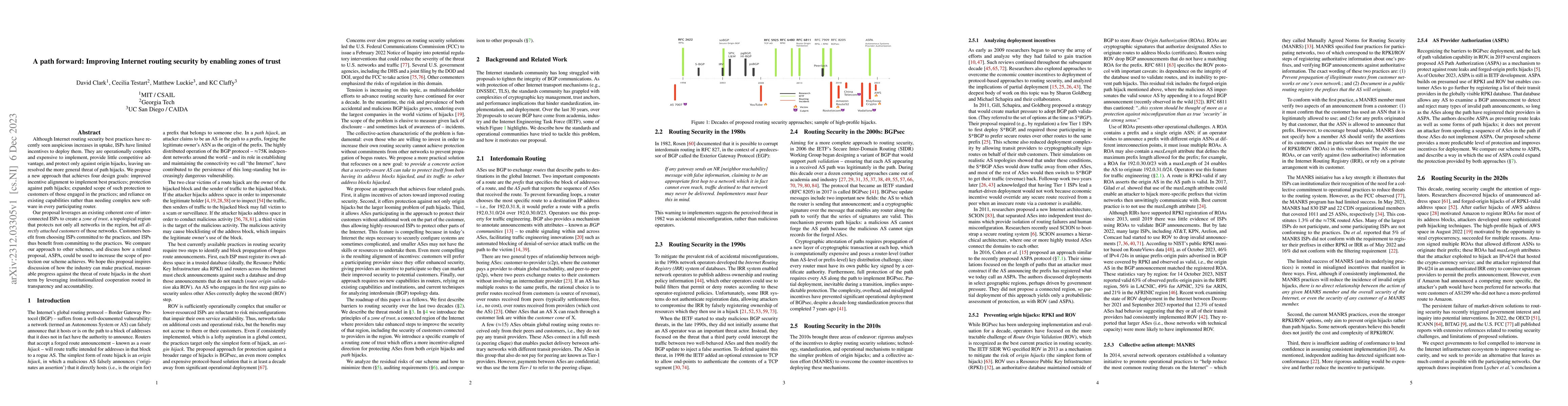 Thumbnail for A path forward: Improving Internet routing security by enabling zones of
  trust
