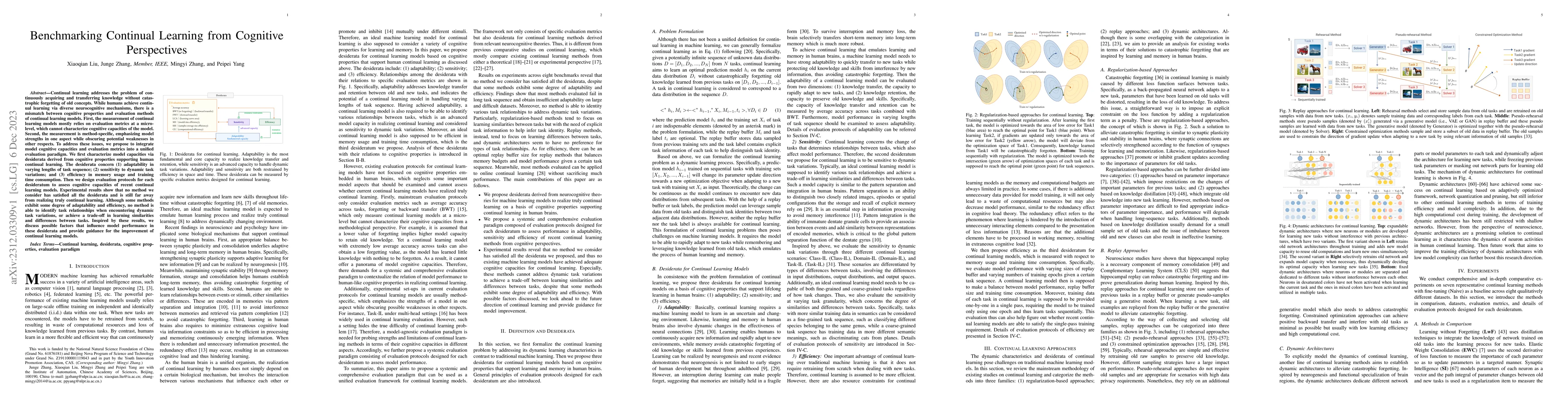 Thumbnail for Benchmarking Continual Learning from Cognitive Perspectives