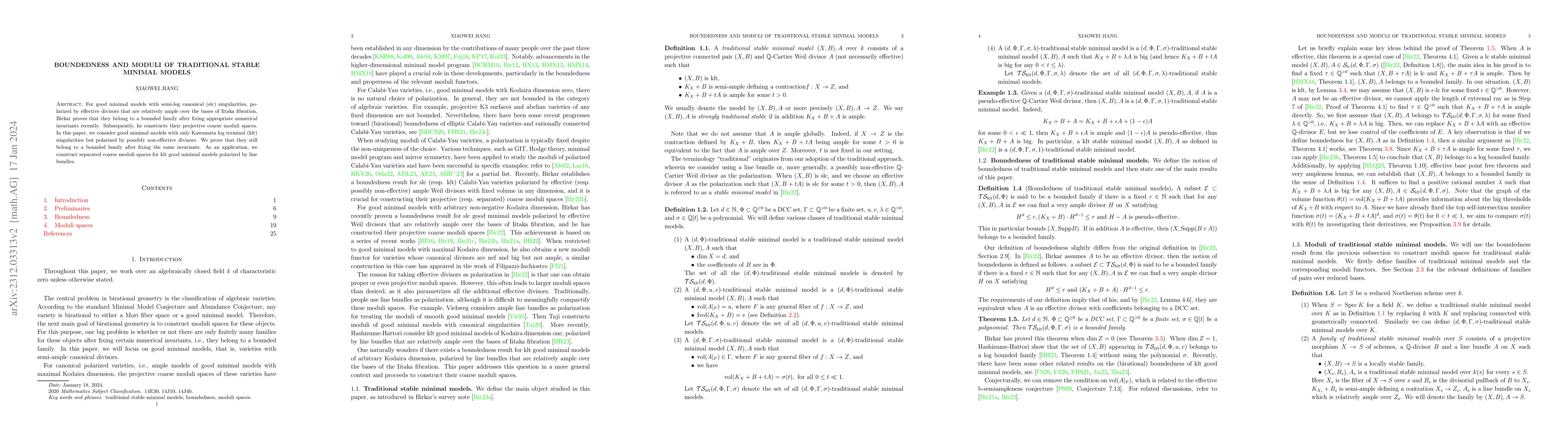 Thumbnail for Boundedness and moduli of traditional stable minimal models