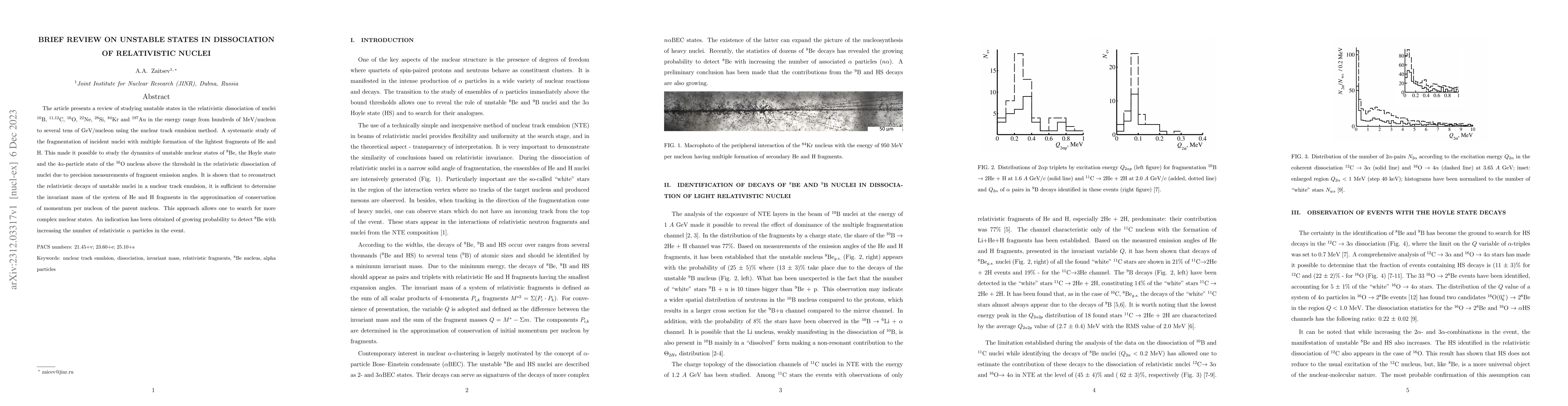 Thumbnail for Brief review on unstable states in dissociation of relativistic nuclei