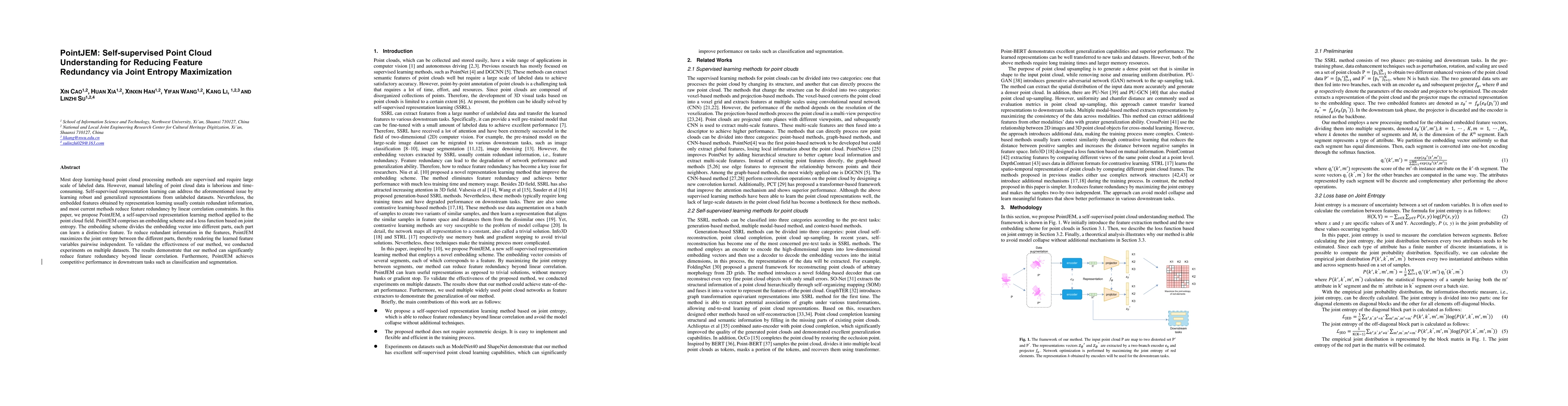 Thumbnail for PointJEM: Self-supervised Point Cloud Understanding for Reducing Feature
  Redundancy via Joint Entropy Maximization