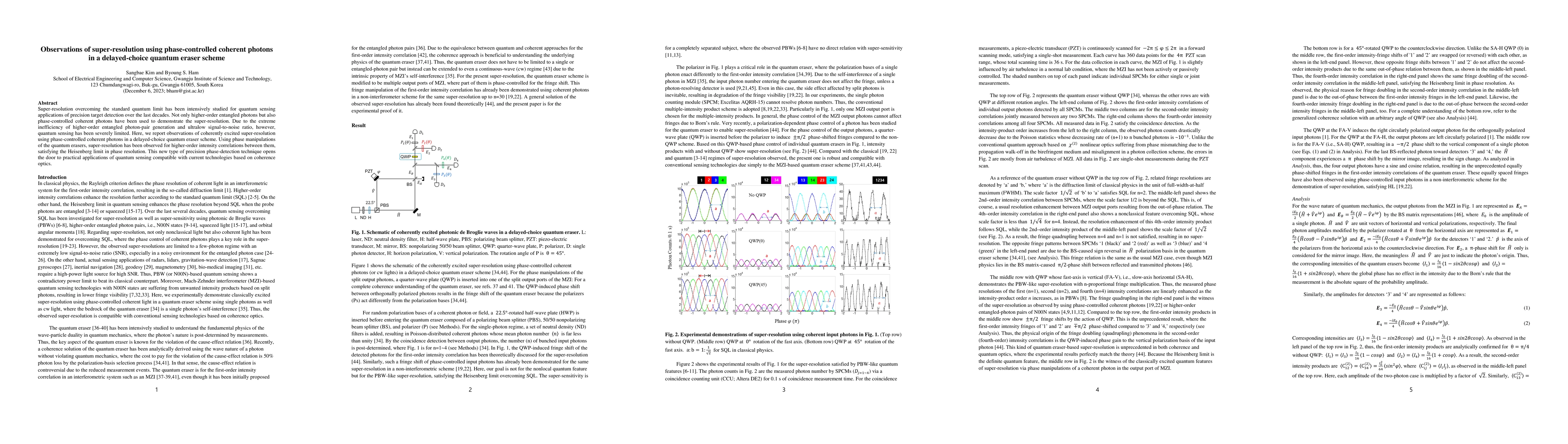 Thumbnail for Observations of super-resolution using phase-controlled coherent photons
  in a delayed-choice quantum eraser scheme