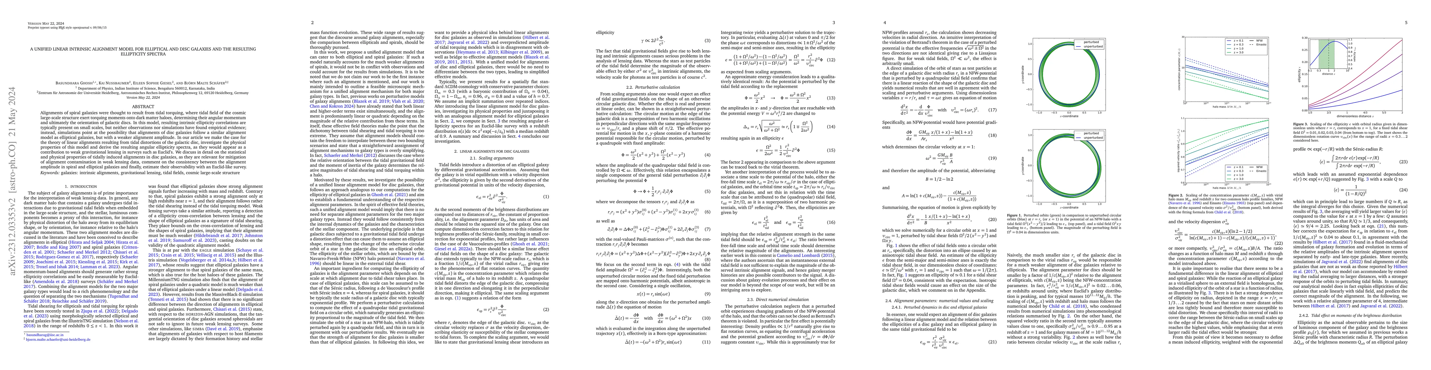 Thumbnail for A unified linear intrinsic alignment model for elliptical and disc
  galaxies and the resulting ellipticity spectra