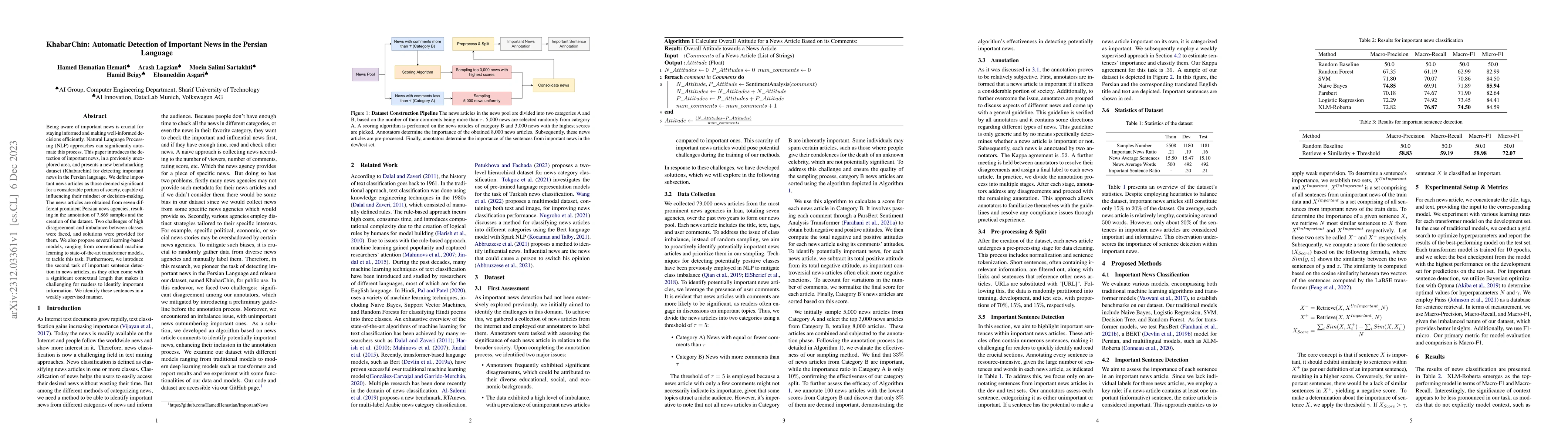 Thumbnail for KhabarChin: Automatic Detection of Important News in the Persian
  Language