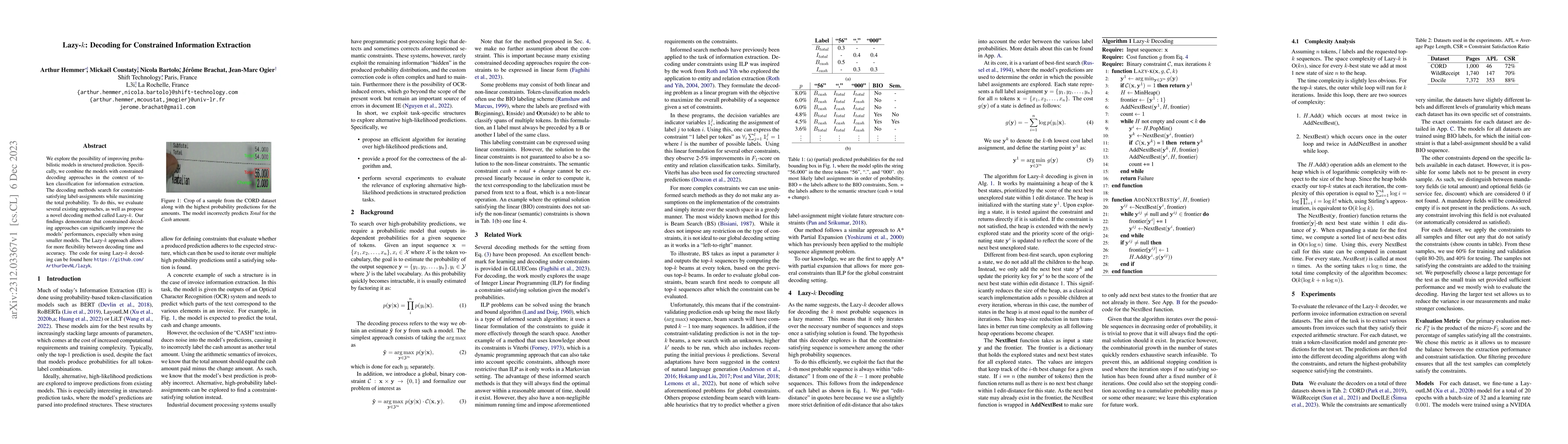 Thumbnail for Lazy-k: Decoding for Constrained Token Classification