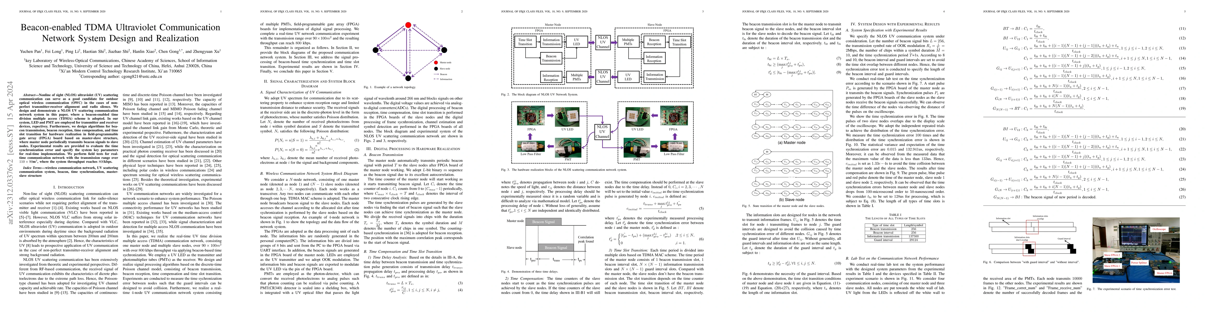 Thumbnail for Beacon-enabled TDMA Ultraviolet Communication Network System Design and
  Realization