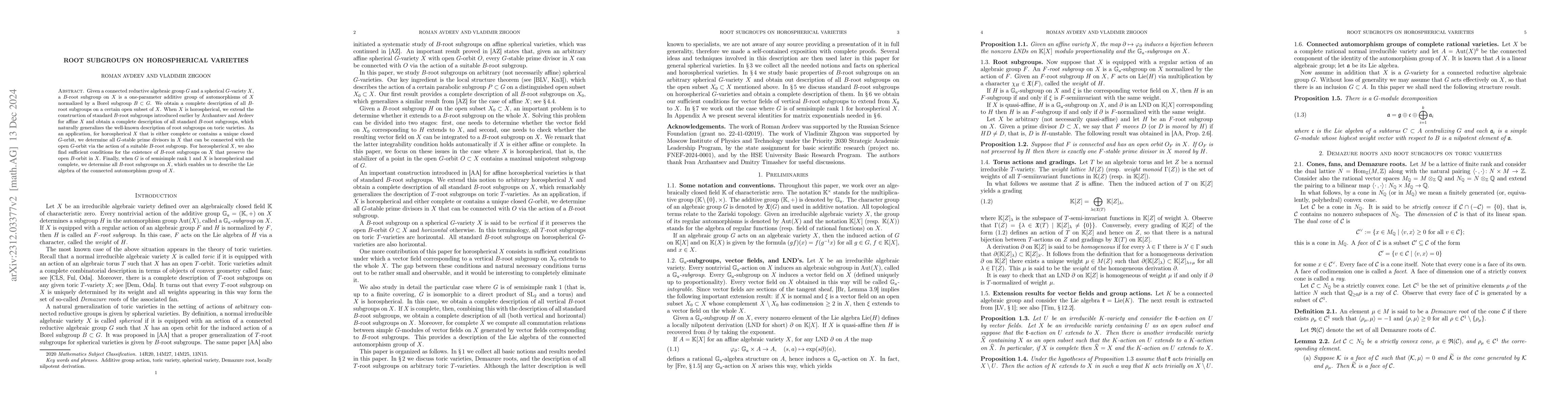Thumbnail for On $B$-root subgroups on horospherical varieties