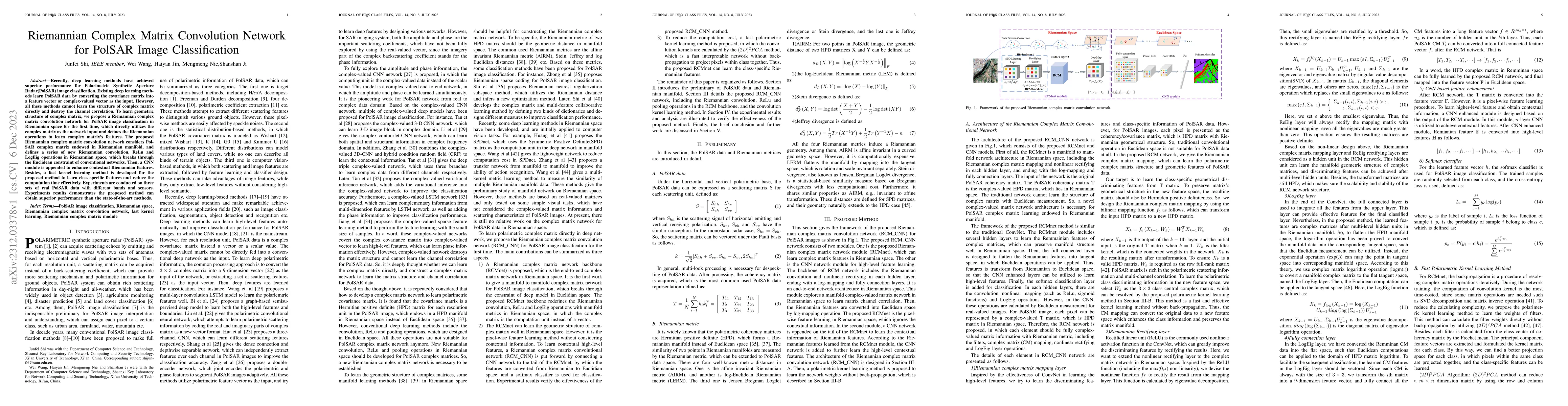 Thumbnail for Riemannian Complex Matrix Convolution Network for PolSAR Image
  Classification