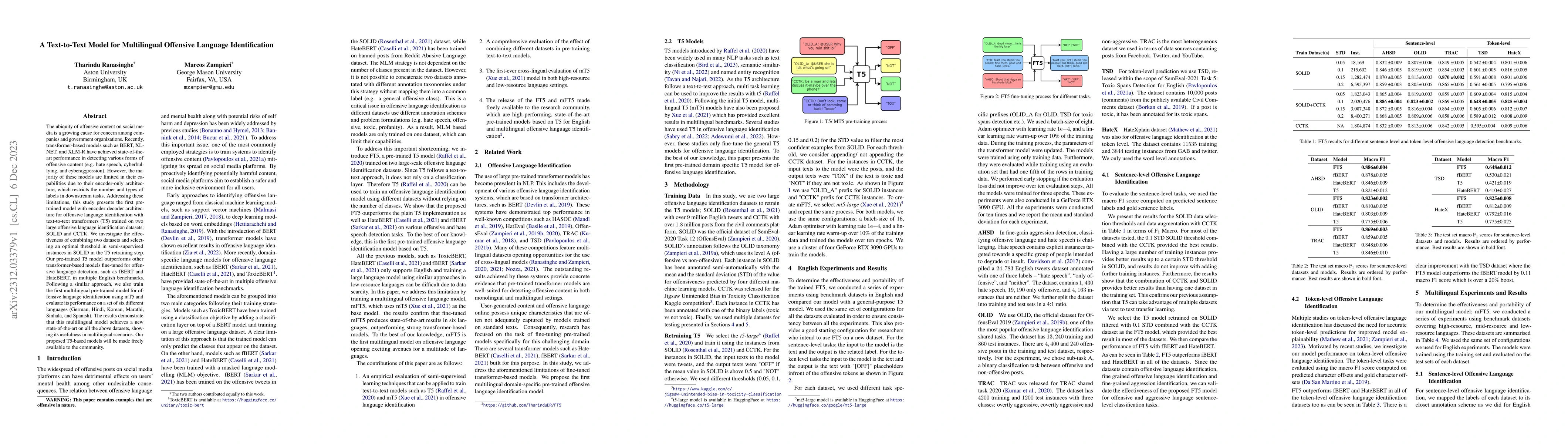 Thumbnail for A Text-to-Text Model for Multilingual Offensive Language Identification