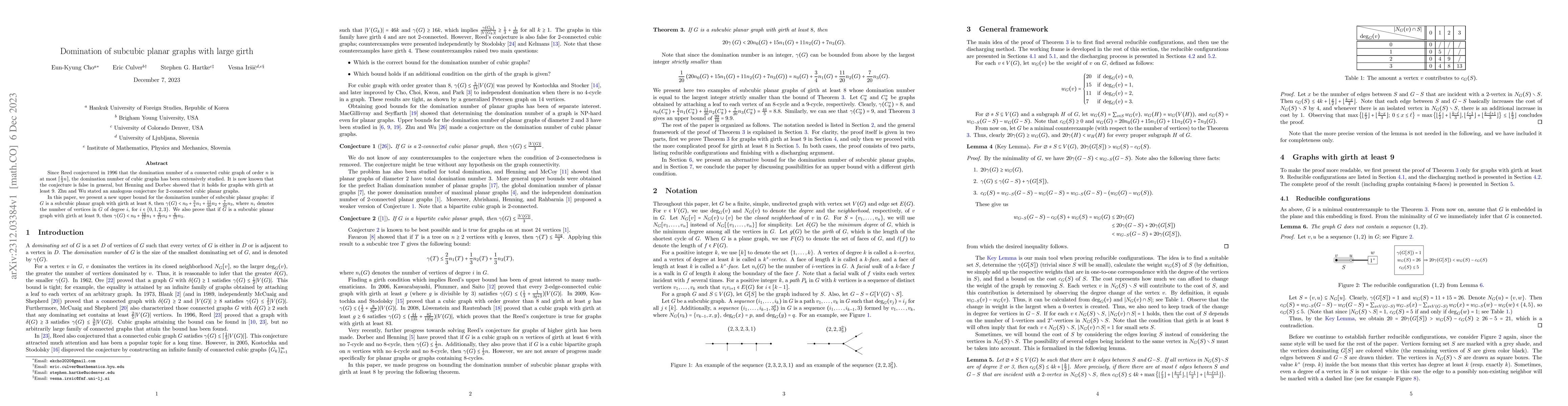 Thumbnail for Domination of subcubic planar graphs with large girth