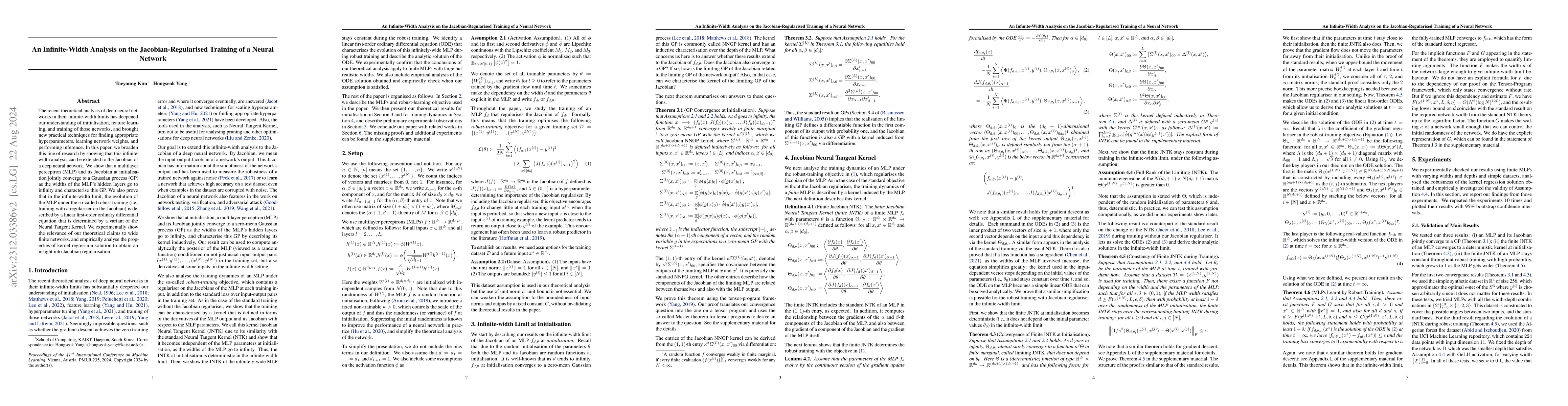 Thumbnail for An Infinite-Width Analysis on the Jacobian-Regularised Training of a
  Neural Network