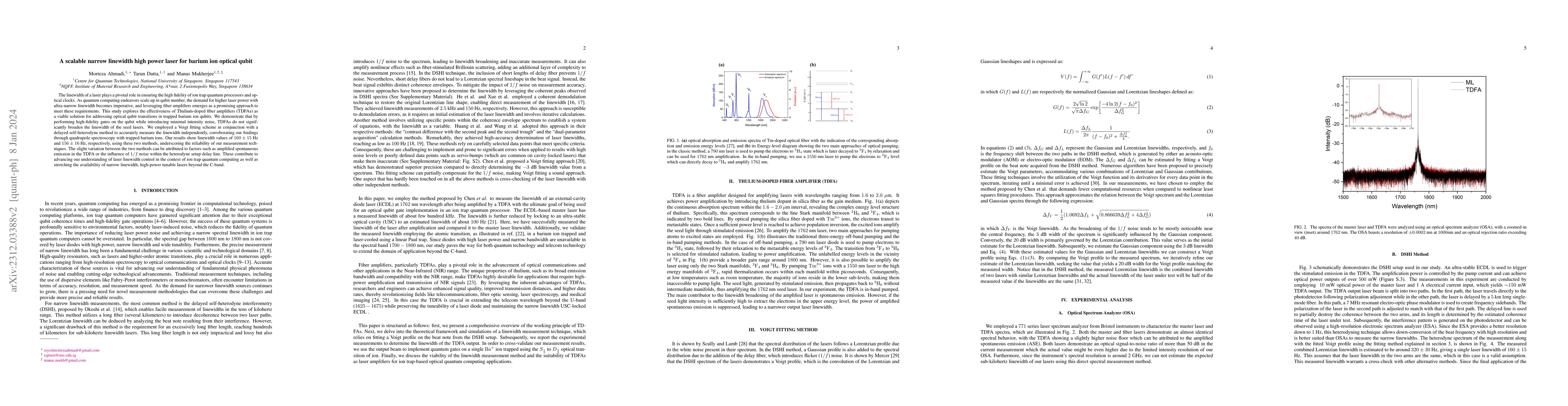 Thumbnail for A scalable narrow linewidth high power laser for barium ion optical
  qubit