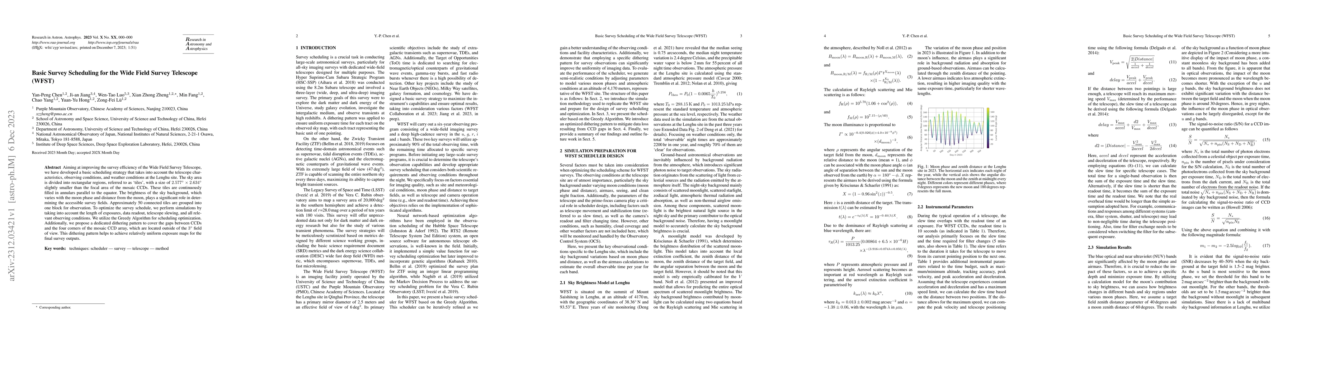 Thumbnail for Basic Survey Scheduling for the Wide Field Survey Telescope (WFST)