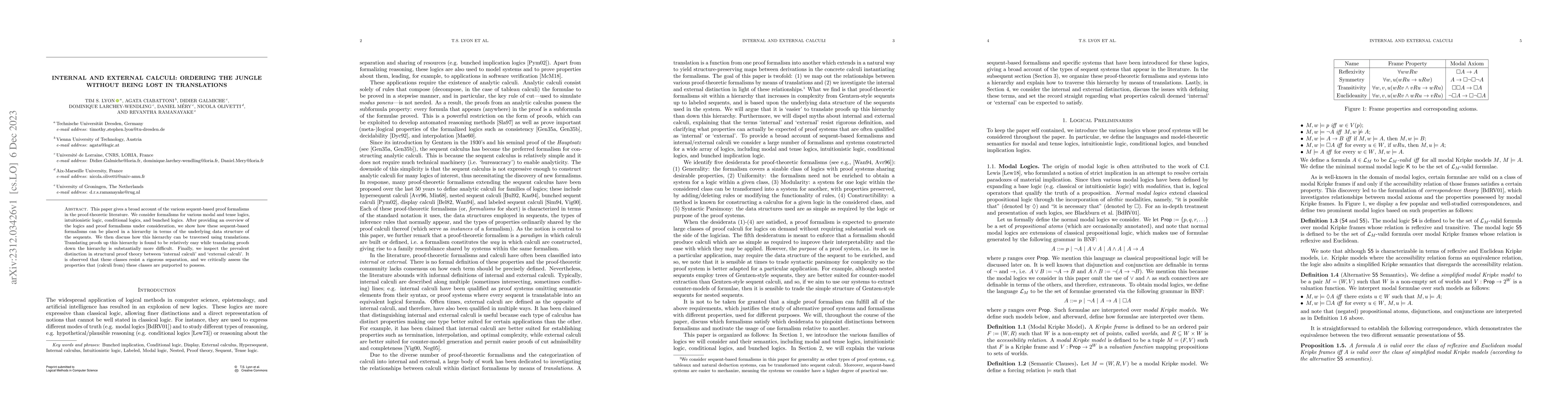 Thumbnail for Internal and External Calculi: Ordering the Jungle without Being Lost in
  Translations