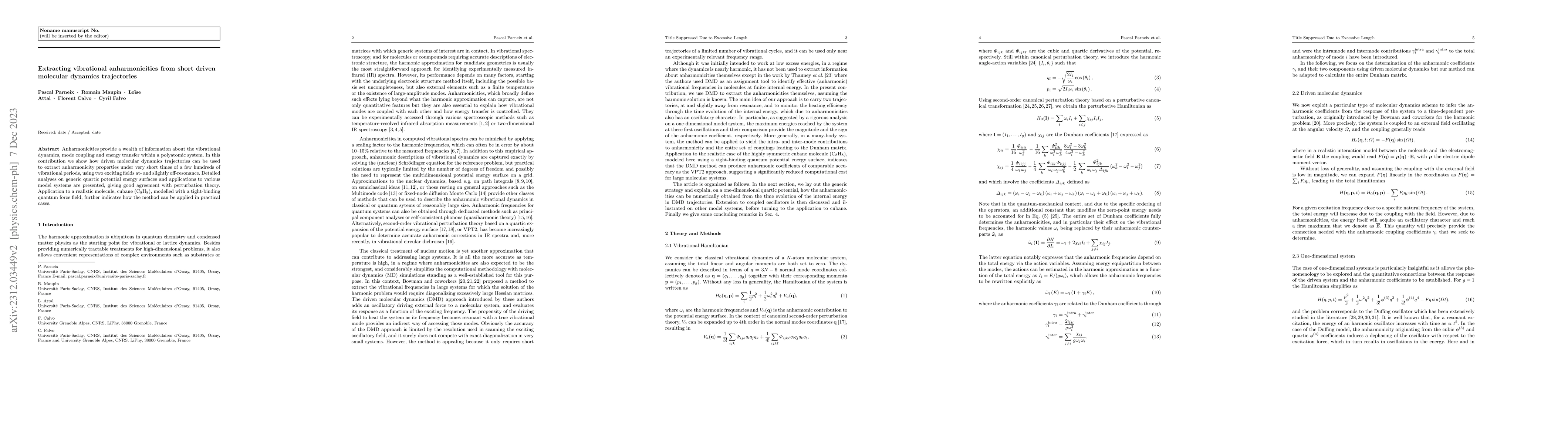Thumbnail for Extracting vibrational anharmonicities from short driven molecular
  dynamics trajectories