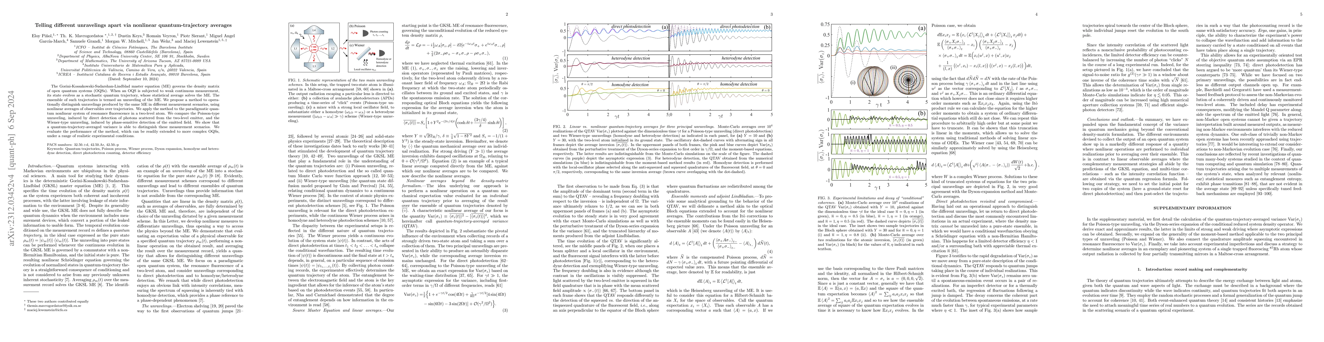 Thumbnail for Telling different unravelings apart via nonlinear quantum-trajectory
  averages