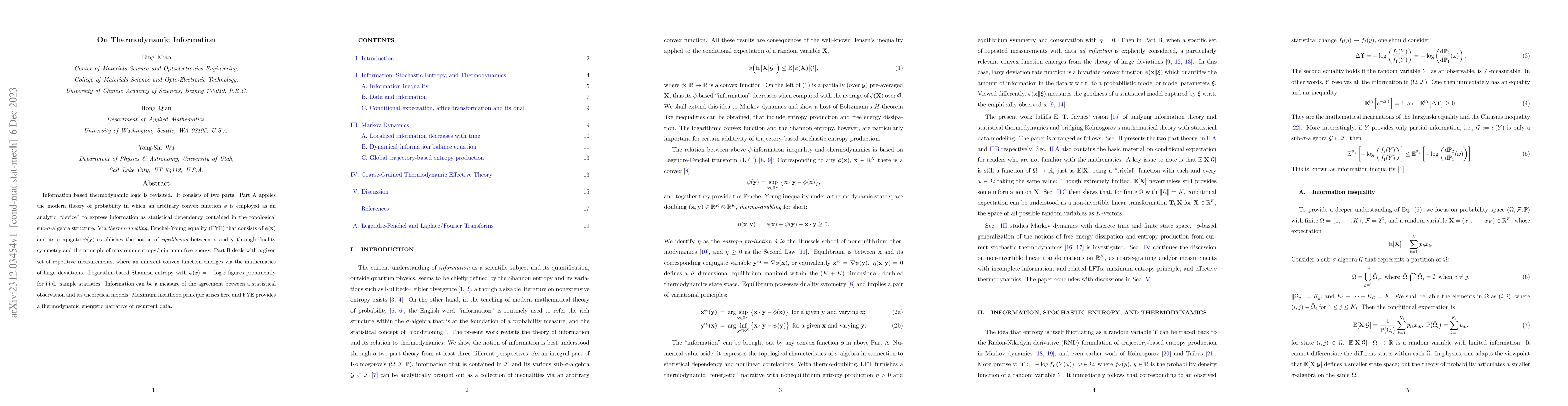 Thumbnail for On Thermodynamic Information