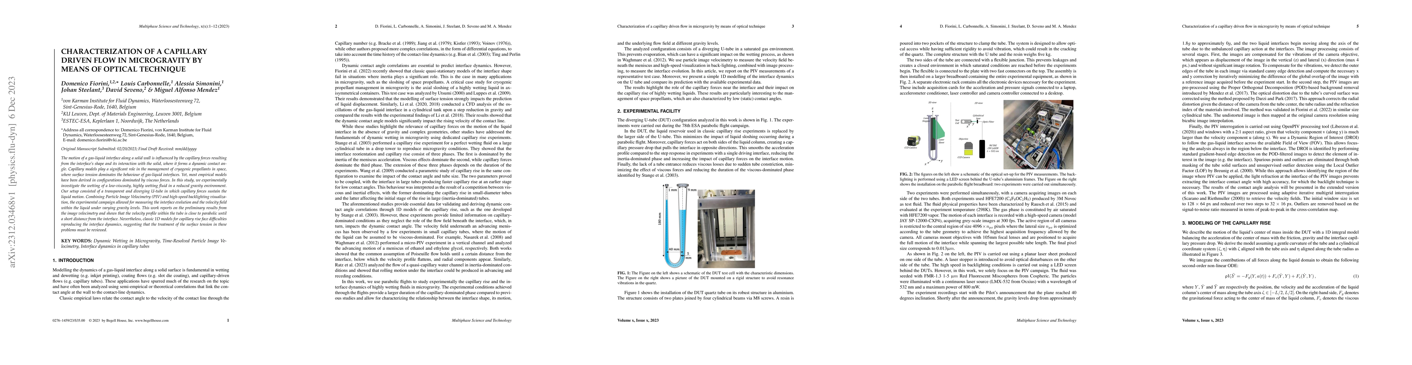 Thumbnail for Characterization of a capillary driven flow in microgravity by means of
  optical technique