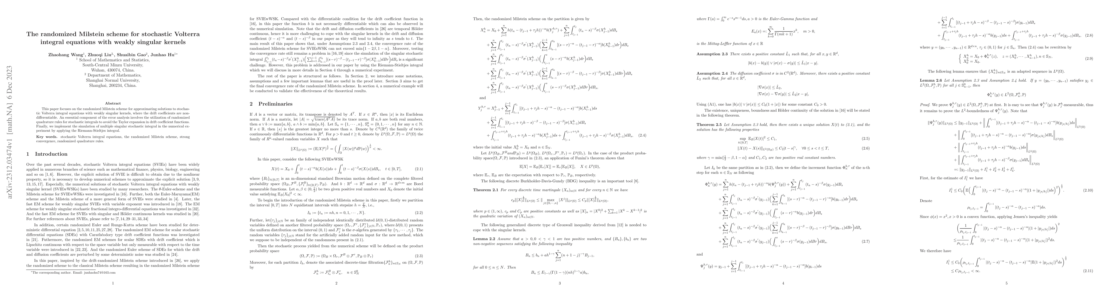 Thumbnail for The randomized Milstein scheme for stochastic Volterra integral
  equations with weakly singular kernels