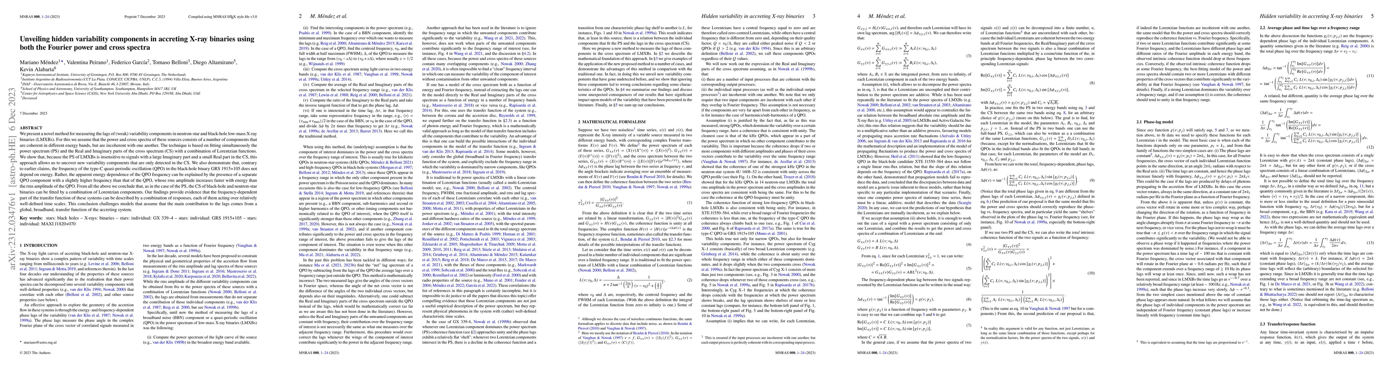 Thumbnail for Unveiling hidden variability components in accreting X-ray binaries
  using both the Fourier power and cross spectra