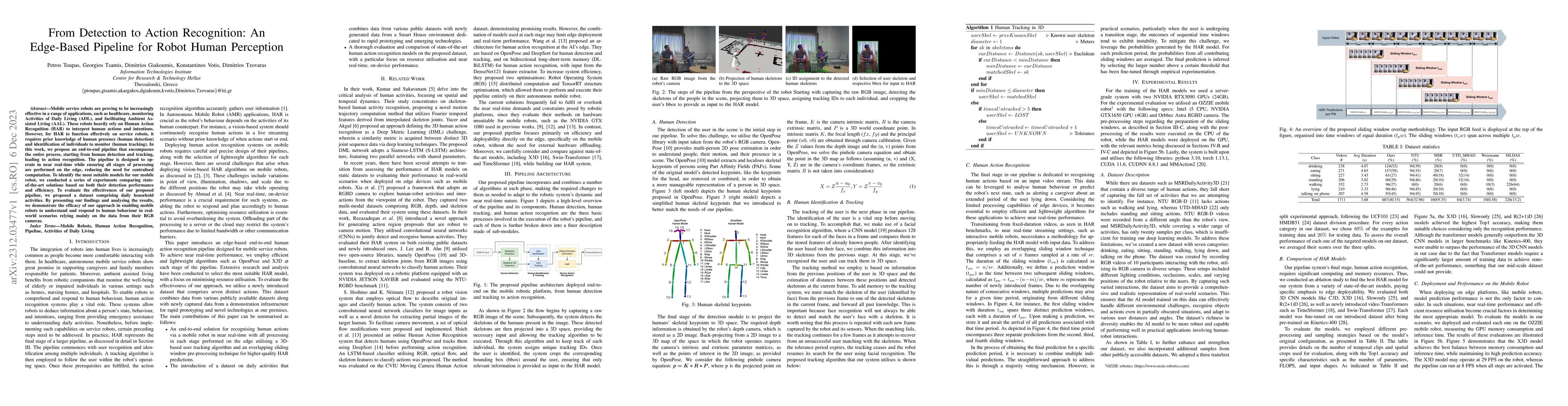Thumbnail for From Detection to Action Recognition: An Edge-Based Pipeline for Robot
  Human Perception