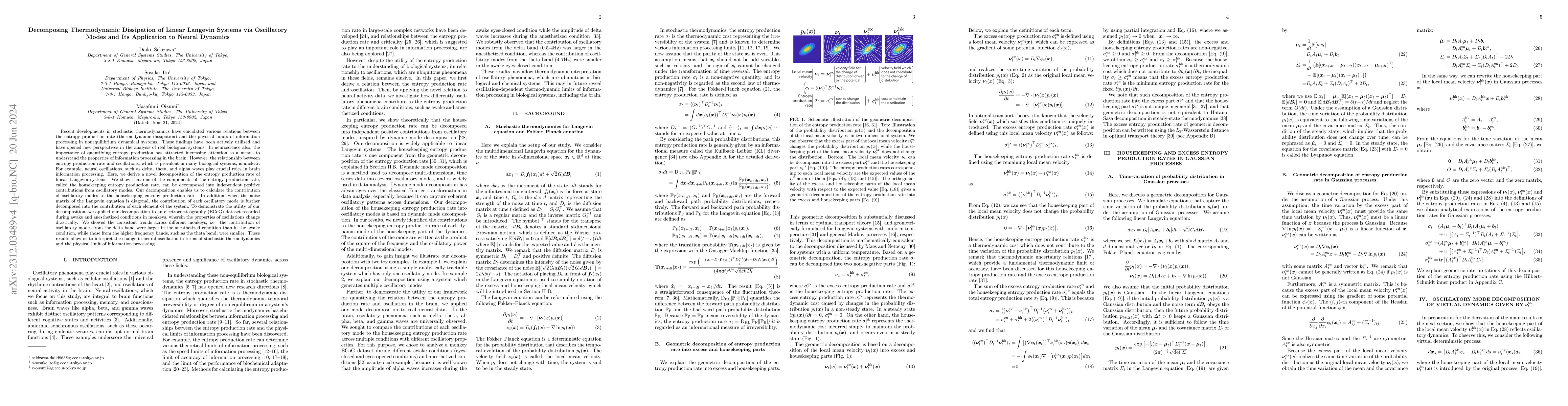 Thumbnail for Decomposing Thermodynamic Dissipation of Linear Langevin Systems via
  Oscillatory Modes and Its Application to Neural Dynamics
