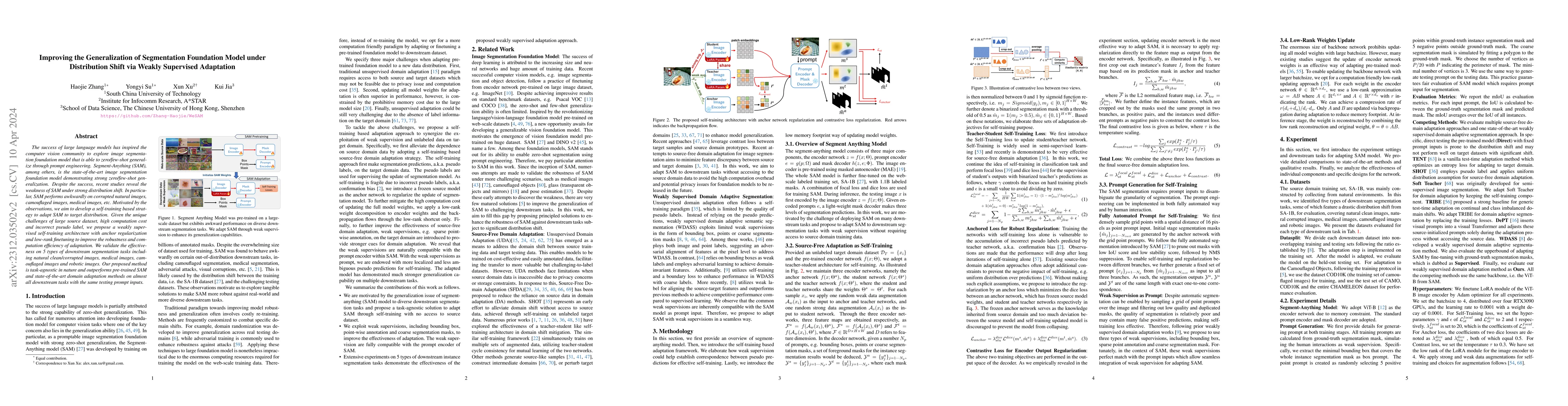Thumbnail for Improving the Generalization of Segmentation Foundation Model under
  Distribution Shift via Weakly Supervised Adaptation