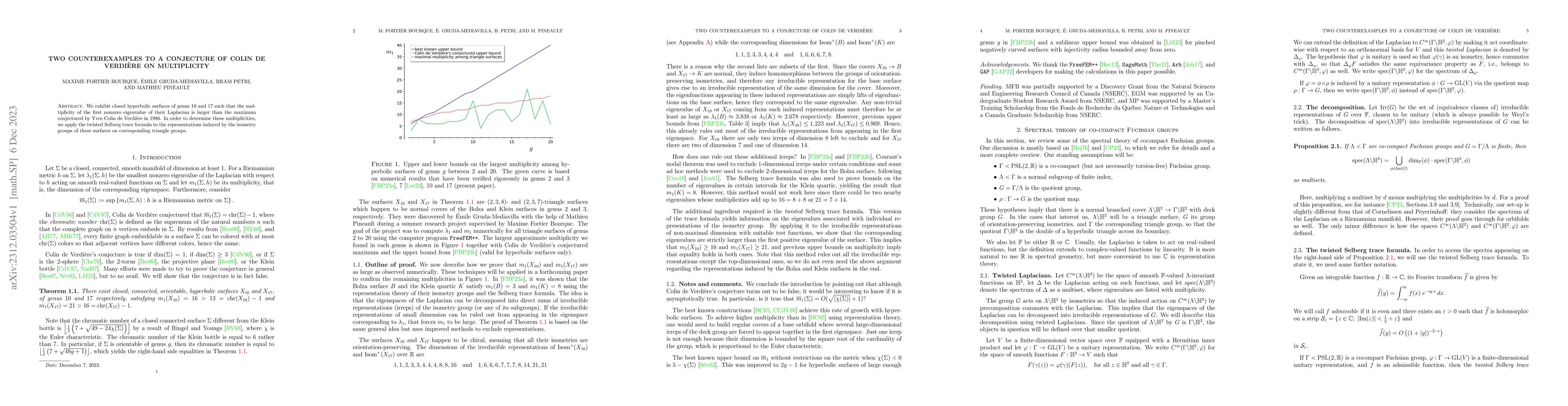 Thumbnail for Two counterexamples to a conjecture of Colin de Verdi\`ere on
  multiplicity