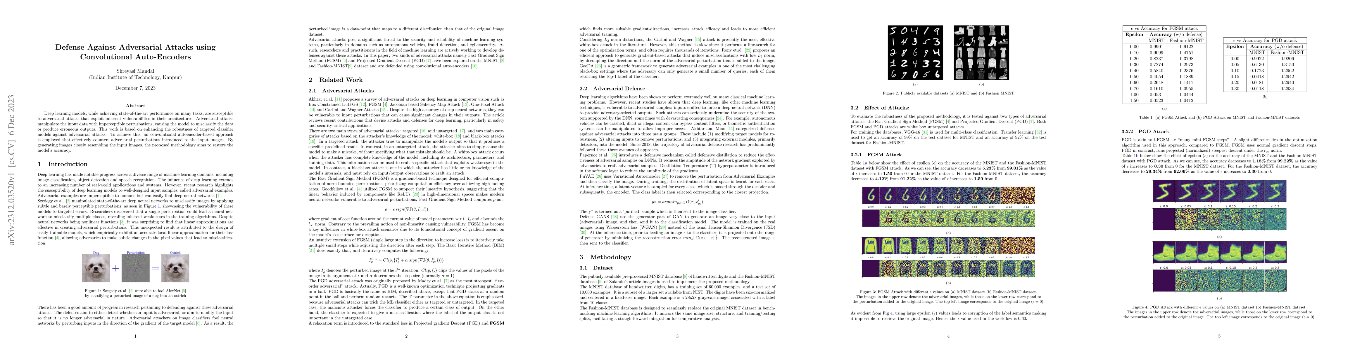 Thumbnail for Defense Against Adversarial Attacks using Convolutional Auto-Encoders