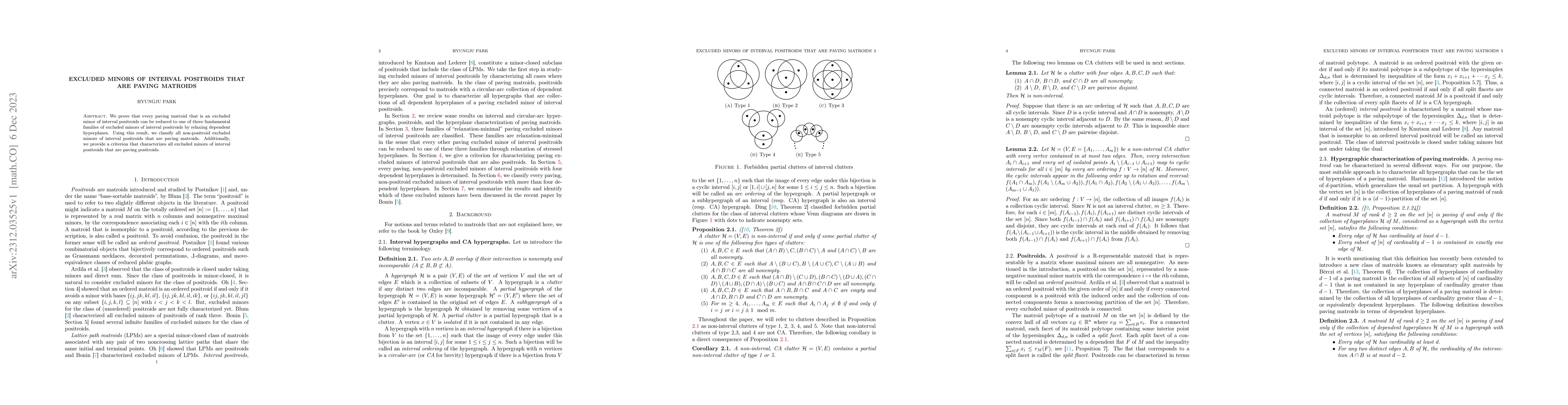 Thumbnail for Excluded minors of interval positroids that are paving matroids